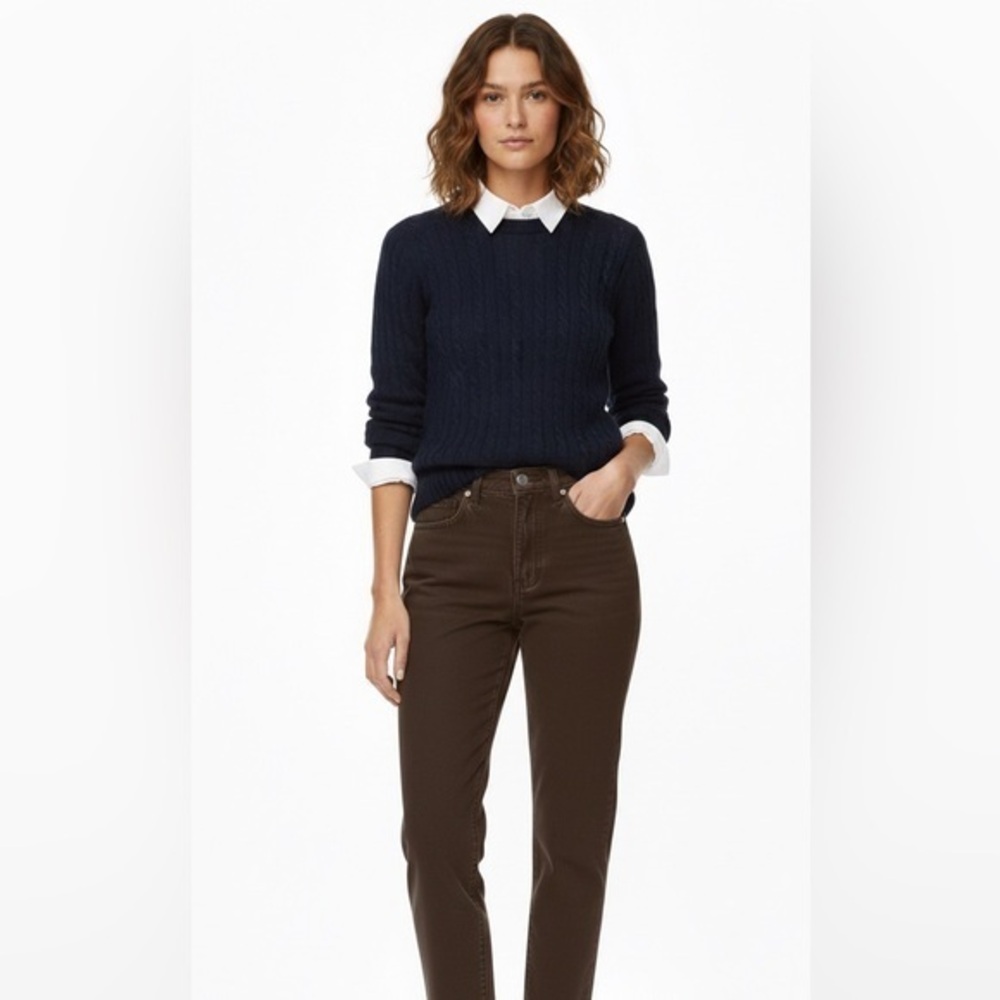 Zara Highrise Brown Slit Leg Jeans Cotton Size 4